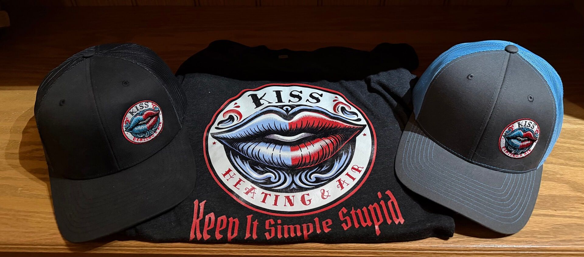 KISS Heating and Air branded caps